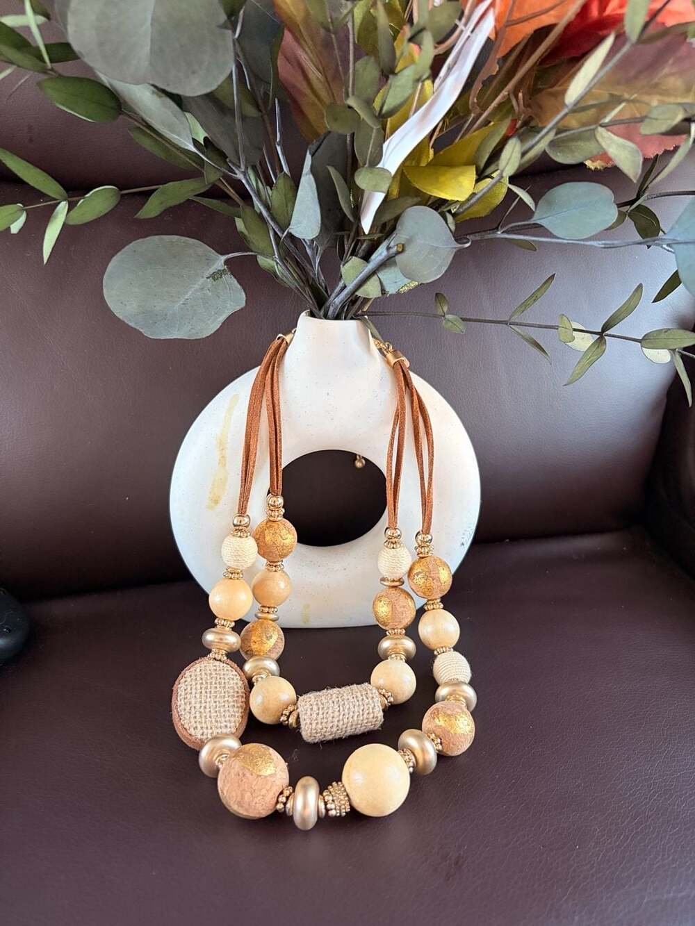 Vintage 70s Chico's African Style Necklace Natural Materials